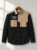 Men's Premium Black & Beige Color Block Full Sleeve Casual Shirt [1001 ]