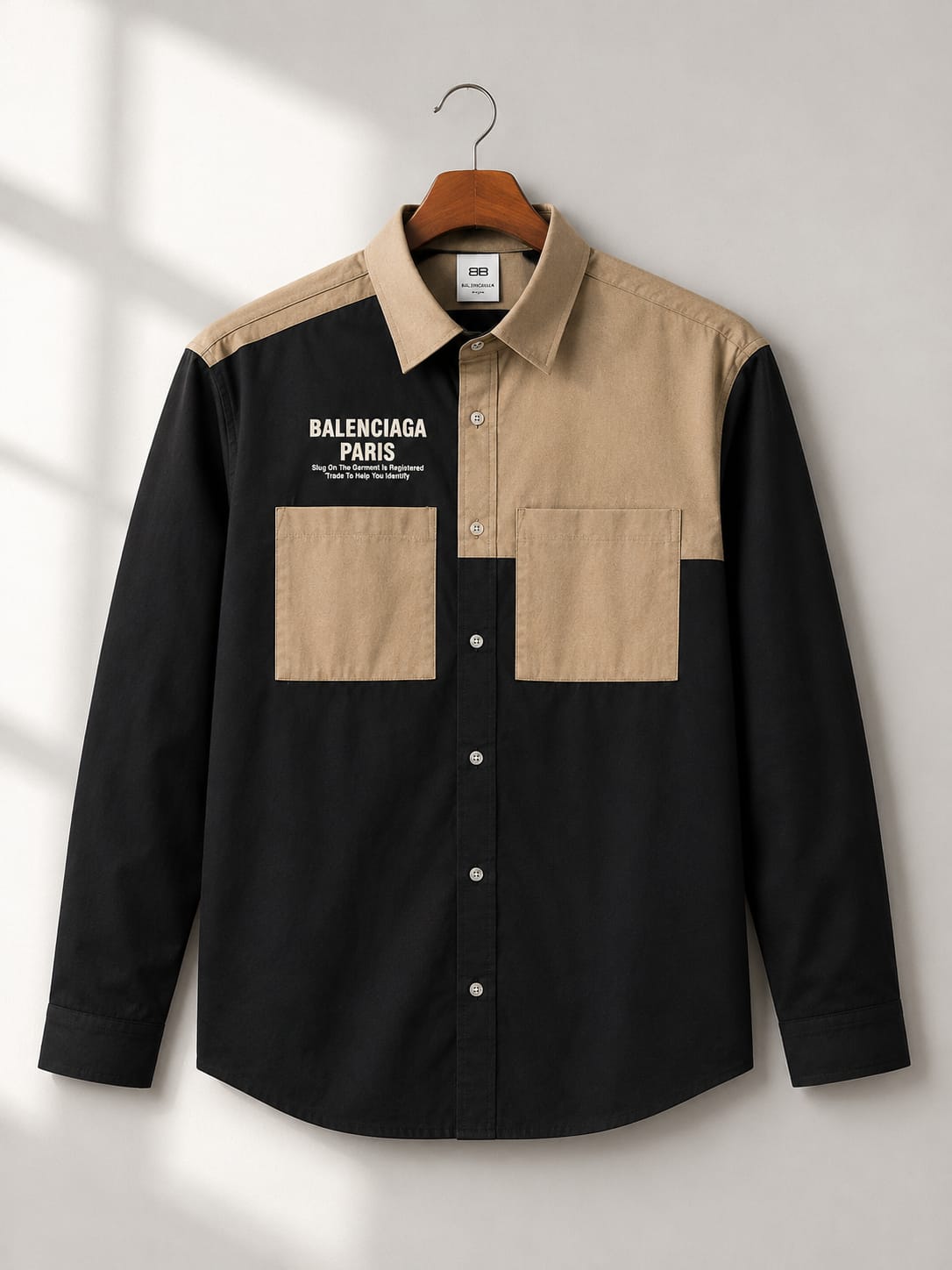 Men's Premium Black & Beige Color Block Full Sleeve Casual Shirt [1001 ]