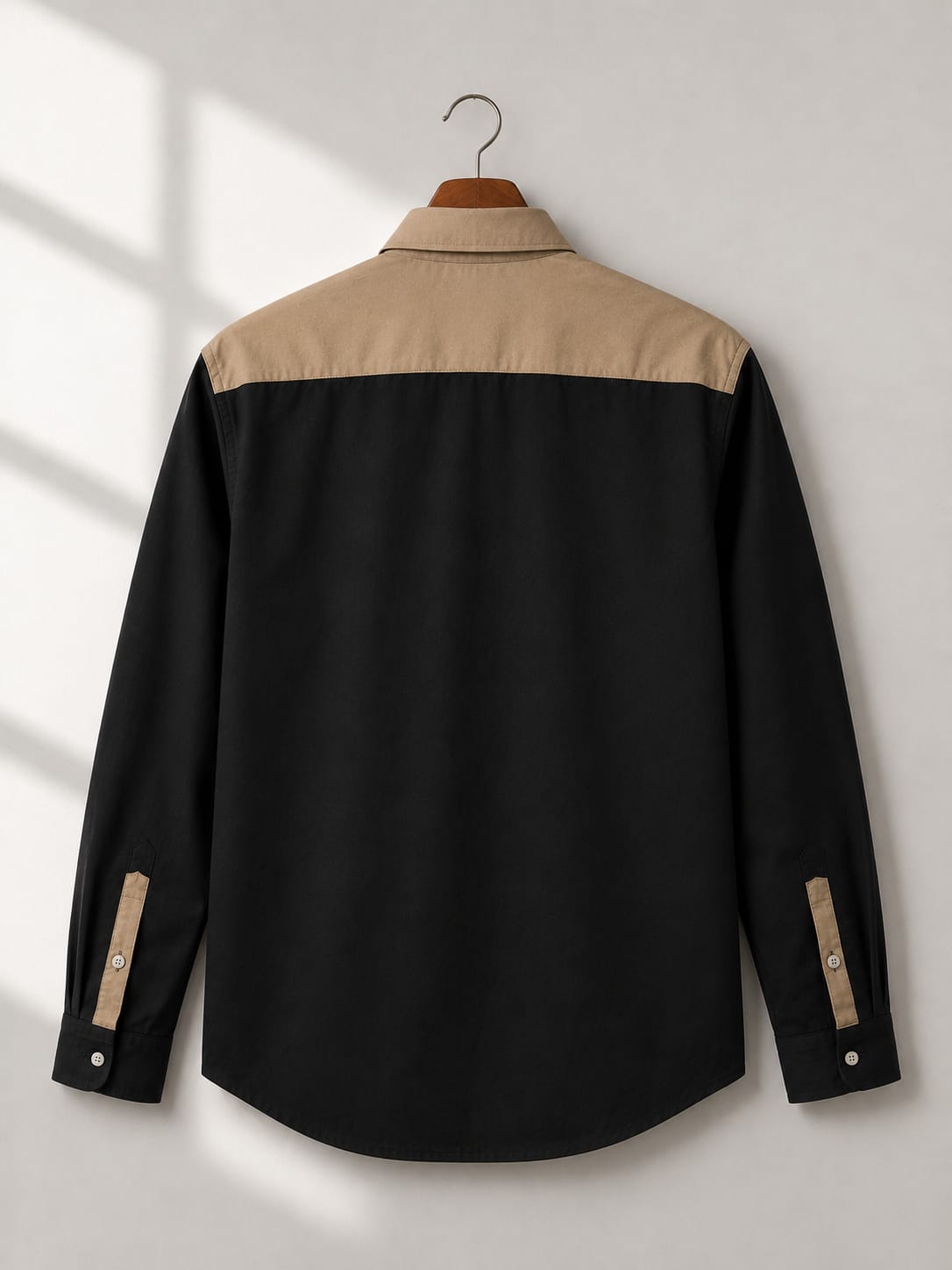 Men's Premium Black & Beige Color Block Full Sleeve Casual Shirt [1001 ]