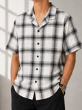 Men's White & Black Checkered Casual Half Sleeve Shirt [1003]