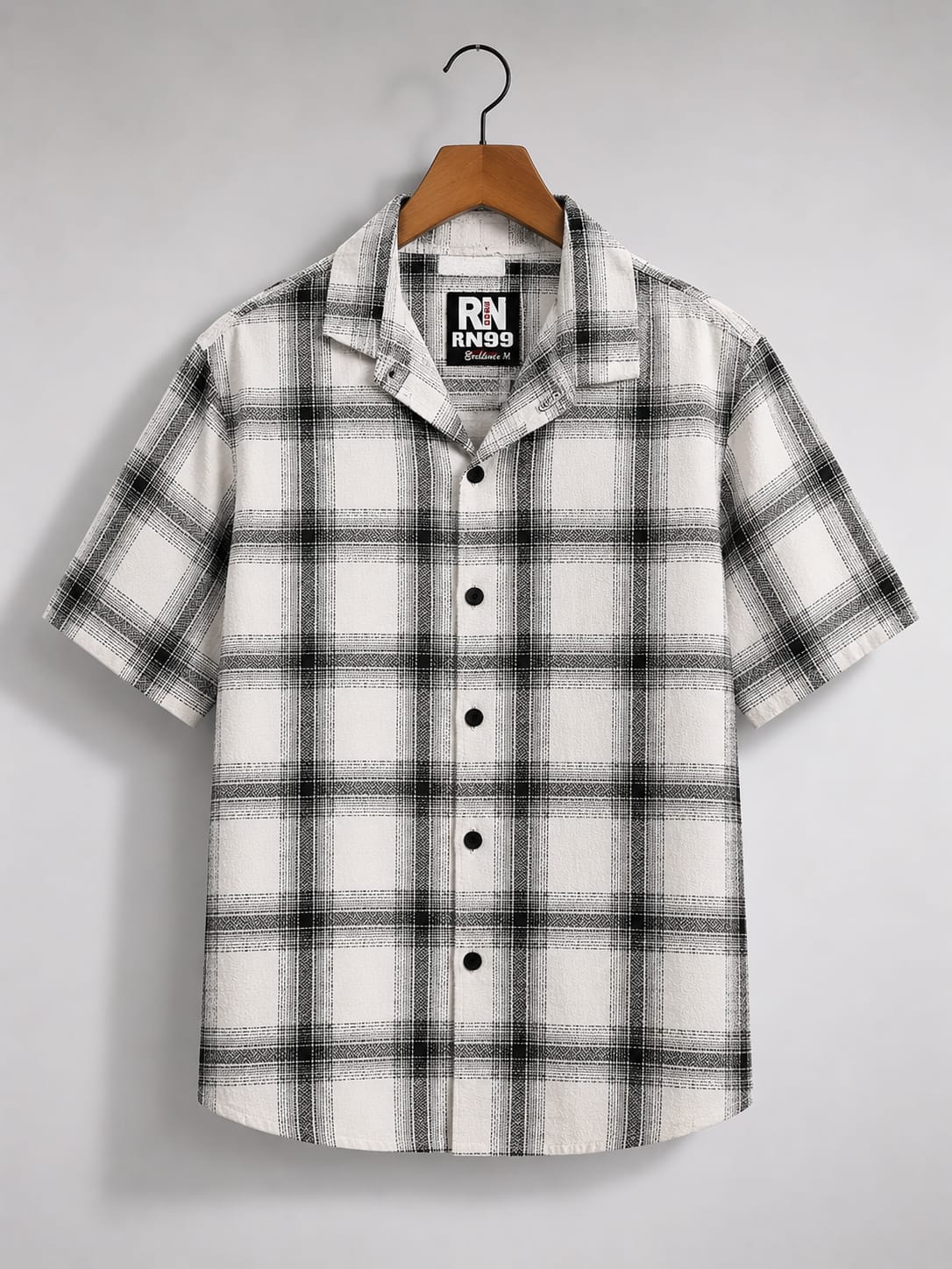 Men's White & Black Checkered Casual Half Sleeve Shirt [1003]