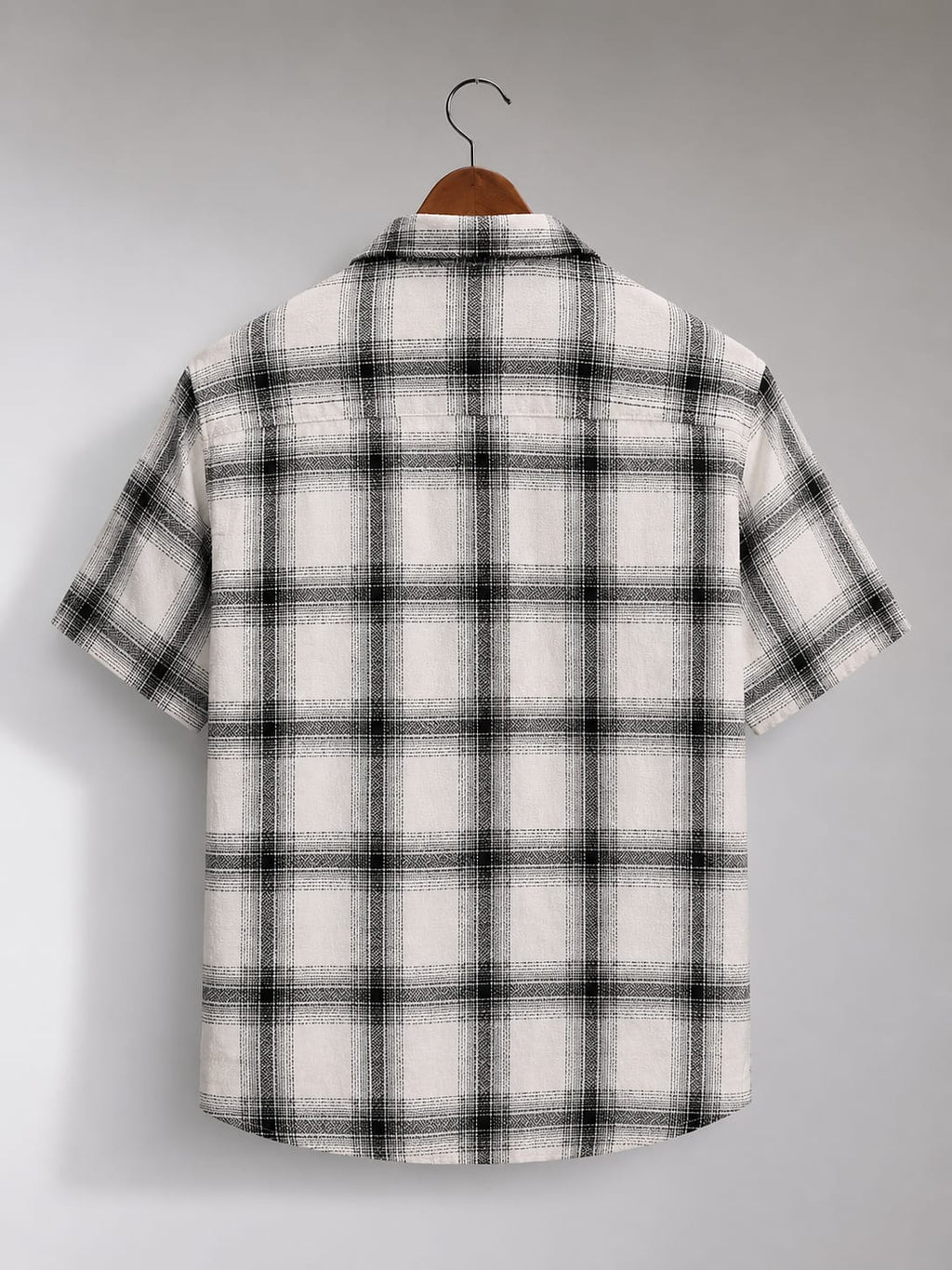 Men's White & Black Checkered Casual Half Sleeve Shirt [1003]