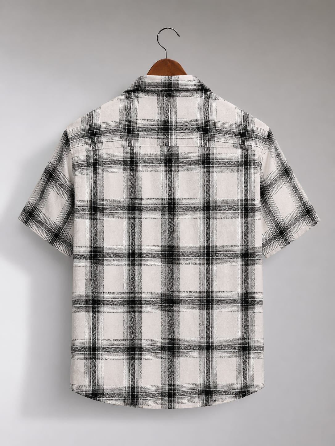 Men's White & Black Checkered Casual Half Sleeve Shirt [1003]
