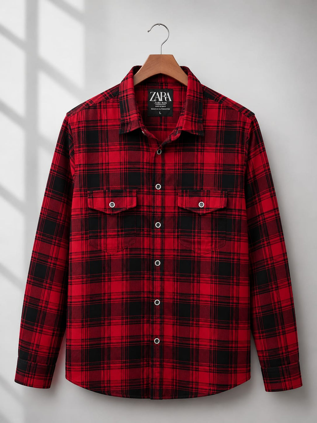 Men's Red & Black Checked Full Sleeve Casual Flannel Shirt [1005]